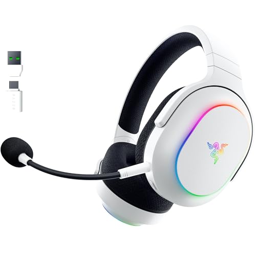 Razer Barracuda X Chroma Casque de Jeu multiplateforme sans Fil avec 6 Zones Chroma RGB SmartSwitch Hyperspeed Bluetooth 40mm Drivers Micro cardioide HyperClear detachable White

