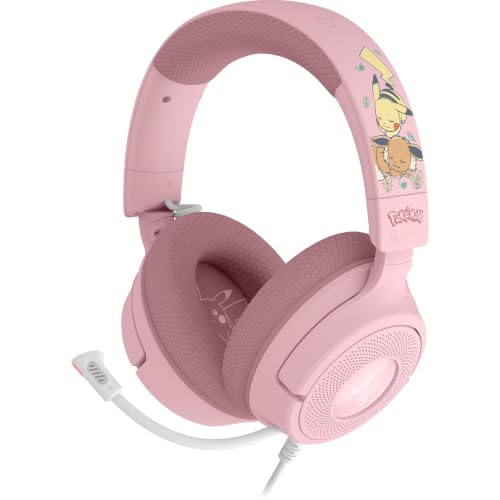 Razer Kraken V4 X Pokémon Pikachu Eevee - Casque Gaming Filaire USB - Haut-parleurs Triforce 40 mm - Micro cardioïde rétractable - Son Surround - Chroma RGB