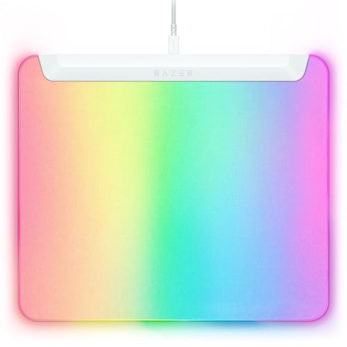 Razer Firefly V2 Pro - Tapis de Souris de Jeu rétroéclairé RGB - Port USB intégré (éclairage LED 15 Zones, Surface texturée Micro-gravée pour Un Suivi Optimal, câble USB-C détachable) Blanc