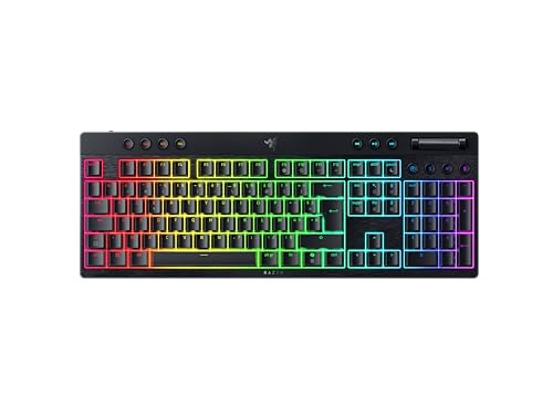 Razer BlackWidow V4 Low-profile HyperSpeed - Clavier gaming mécanique low-profile sans fil (BT, Molette multifonction et 3 Boutons) Interrupteur orange | AZERTY Clavier FR