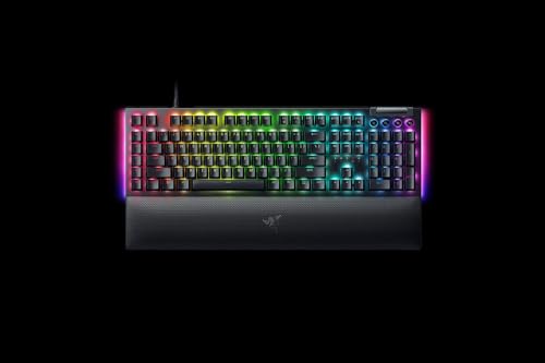 Razer BlackWidow V4 (Green Switch) – Clavier de jeu mécanique – Razer Snap Tap (commutateurs mécaniques Clicky, 6 touches macro, touches ABS doubleshot, chrome RVB) QWERTZ Disposition allemande | Noir