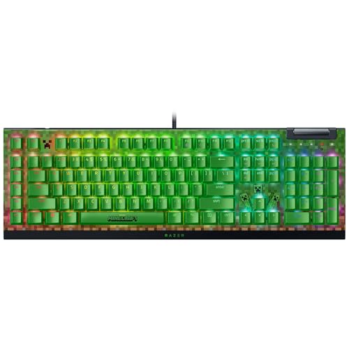 Razer BlackWidow V4 X Minecraft Edition - Clavier mécanique de jeu - Chroma RGB (interrupteurs mécaniques vert, 6 touches macro dédiées, double-capsule ABS) US Layout | Minecraft