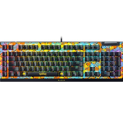 Razer BlackWidow V4 X Pokémon Edition - Clavier mécanique de Jeu - Chroma RGB - interrupteurs mécaniques Vert - 6 Touches Macro dédiées - Double-Capsule ABS - QWERTY US Clavier | Pokémon Kanto