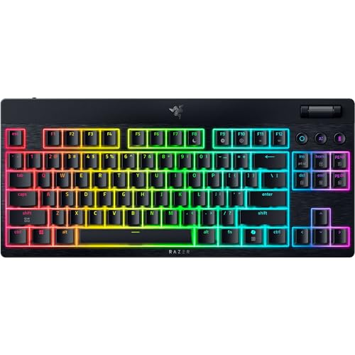 Razer BlackWidow V4 Tenkeyless HyperSpeed Low Profile - Clavier gaming sans fil remplaçable à chaud (BT, Molette multifonction et 3 boutons) Interrupteur Vert | QWERTY Clavier US