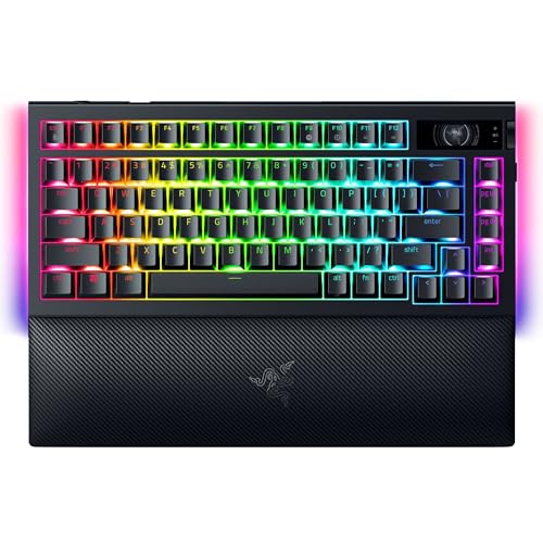 Razer BlackWidow V4 Pro 75 - Clavier Gaming sans Fil et remplaçable à Chaud - écran OLED (molette de Commande, connectivité 4K Hz Bluetooth, Snap Tap) Clavier US | Noir