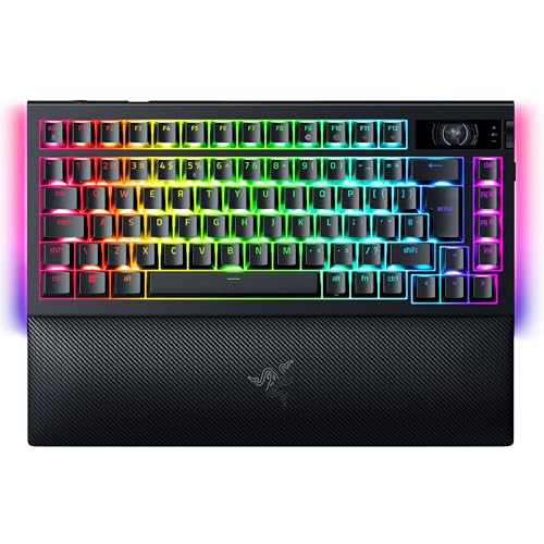 Razer BlackWidow V4 Pro 75 - Clavier Gaming sans Fil et remplaçable à Chaud - écran OLED (molette de Commande, connectivité 4K Hz Bluetooth, Repose-Paume magnétique) Clavier US ISO | Noir
