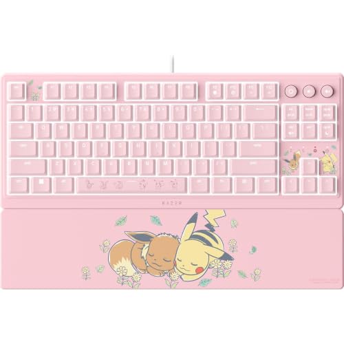Razer Ornata V3 Tenkeyless Pokémon Pikachu Eevee - Clavier Gaming Compact et Plat - Rétroéclairage Chroma - Touches multimédia dédiées - Clavier QWERTY US | Commutateurs à Membrane