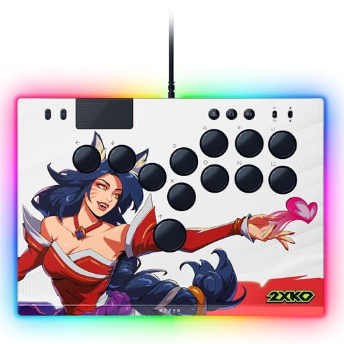 Razer Kitsune 2XKO Edition - Manette d'arcade optique à boutons multiples pour PS5 et PC - Disposition avec 4 boutons de mouvement précis - Commutateurs optiques linéaires plats | 2XKO