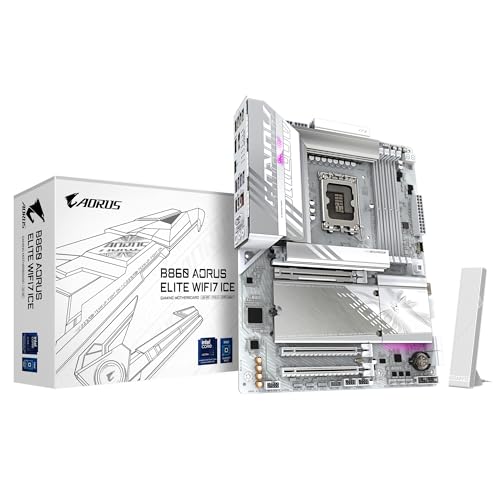 GIGABYTE B860 AORUS Elite WIFI7 ICE Intel Core Ultra (Series 2) LGA 1851 Carte mère, ATX, DDR5, 3X M.2, PCIe 5.0, USB-C, WIFI7, 2,5 GbE LAN, EZ-Latch