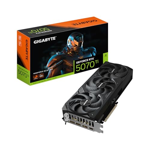 GIGABYTE GeForce RTX 5070 Ti WINDFORCE OC SFF 16G Carte graphique 16 Go 256 bits GDDR7, PCIe 5.0, système de refroidissement WINDFORCE, GV-N507TWF3OC-16GD Carte vidéo