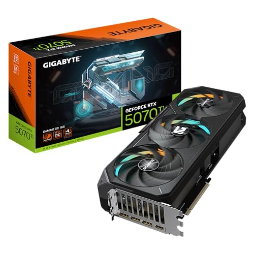 GIGABYTE GeForce RTX 5070 Ti Gaming OC 16G Carte Graphique 16 Go 256 Bits GDDR7, PCIe 5.0, système de Refroidissement WINDFORCE, GV-N507TGAMING OC-16GD Carte vidéo