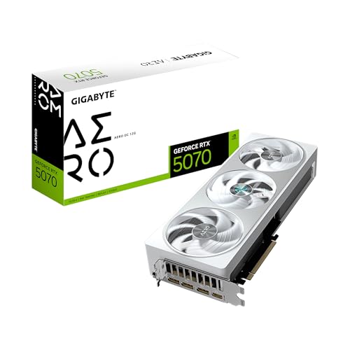GIGABYTE GeForce RTX 5070 Aero OC 12G Carte Graphique, 12 Go 256 Bits GDDR7, PCIe 5.0, système de Refroidissement WINDFORCE, Carte vidéo GV-N5070AERO OC-12GD