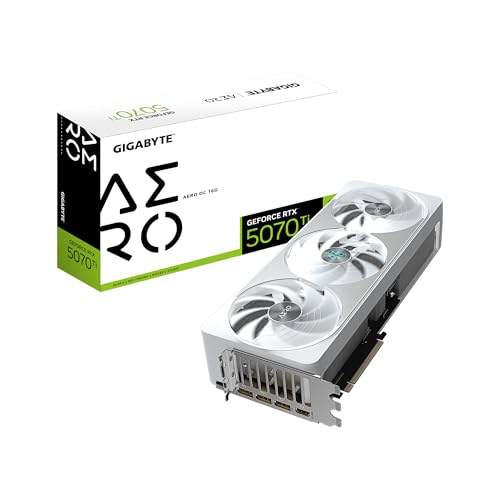 GIGABYTE GeForce RTX 5070 Ti AERO OC 16G Carte graphique 16 Go 256 bits GDDR7, PCIe 5.0, système de refroidissement WINDFORCE, GV-N507TAERO OC-16GD Carte vidéo