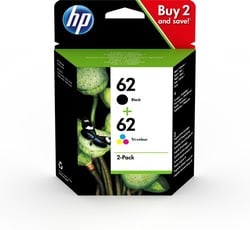 HP 62 - pack de 2 - Black pigmente, couleur (cyan, magenta, Yellow) - original - cartouche d'encre