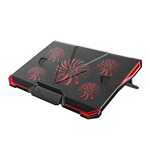 NCRD Pad de refroidissement par ordinateur portable, tampon de refroidisseur à 5 ventilateurs silencieux, portable Ultra-Slim calme ordinateur portable de refroidisseur de refroidisseur de refroidisse