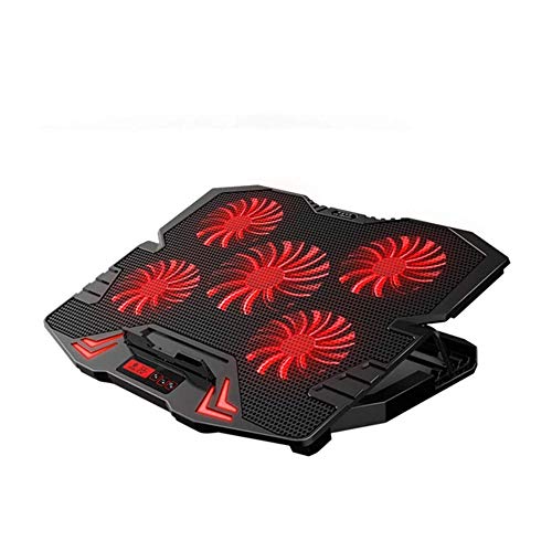 Laptop Cooling Pad Computer Quiet Cooler with 5 Quiet Fans and 2 USB Ports Portable Cooling Stand with LED Light