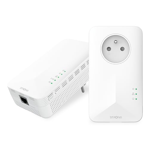 Strong CPL AV1000 Mbps, Box CPL HomePlug AV2, Plug Play avec Bouton Pair, Blanc cassé