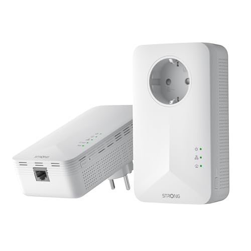 STRONG CPL AV1000 Mbps, WiFi Bi-Bande AC1200 Mbps, Prise Intégrée Type F, Box CPL WiFi HomePlug AV2, Port Ethernet Gigabit, Plug Play, Compatible avec Toutes Les Box, Idéal pour Multi-TV, PC