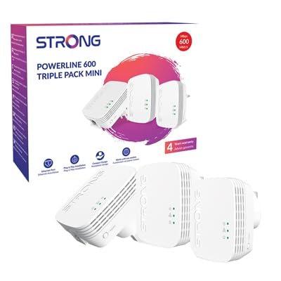 STRONG Kit Adaptateur CPL AV600, Extension Ethernet CPL HomePlug AV2, Plug et Play, sécurité simplifiée, Mode économie d'énergie, portée de 300 mètres, Ports LAN 100 Mbit-s