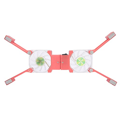 Coussin de Refroidissement pour Ordinateur Portable, DR-S03 Coussin de Refroidissement Pliable pour Ordinateur Portable Double Ventilateurs LED Blue Light Refroidisseur D'ordinateur Portable(Rose)