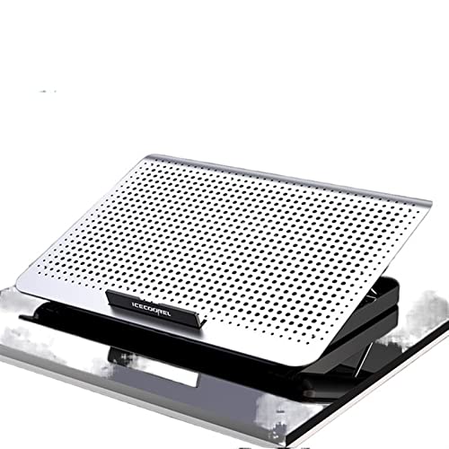 DieffematicZJ Support Ordinateur Portable Metal Gaming Laptop Cooler Silent Fan for Laptop Cooling Pads Two USB Port Portable Adjustable Notebook Stand Laptop (Color Silver)