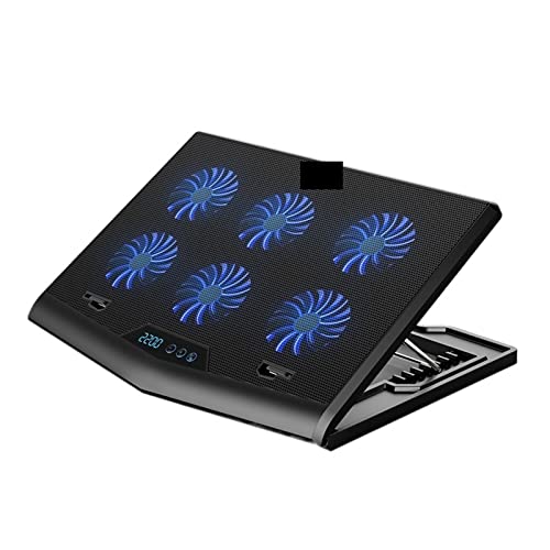 DieffematicZJ Support Ordinateur Portable Adjustable Heights Six High Speed Fans Strong Cooling Gaming Laptop Cooler with Screen (Color A)