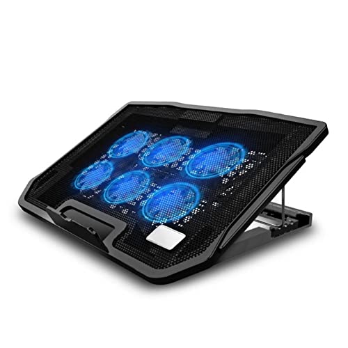 DieffematicZJ Support Ordinateur Portable Portable Gaming Laptop Cooler Cooling Base Pad USB Two Ports Six Cooling Fan LCD Display Adjustable Notebook Stand