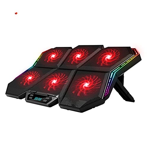 Computer Radiator Gaming RGB Laptop Cooler 12-17 inch LED Screen Laptop Cooling Pad Notebook Cooler Stand with Six Fan and 2 USB Port