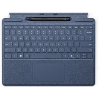 Clavier français AZERTY rétroéclairé avec trackpad en verre pour une navigation précise et fluide Stockage et chargement du Stylet Surface Slim Pen 2 (inclus) Finition alcantara Autonomie longue durée allant jusqu'à 41 heures