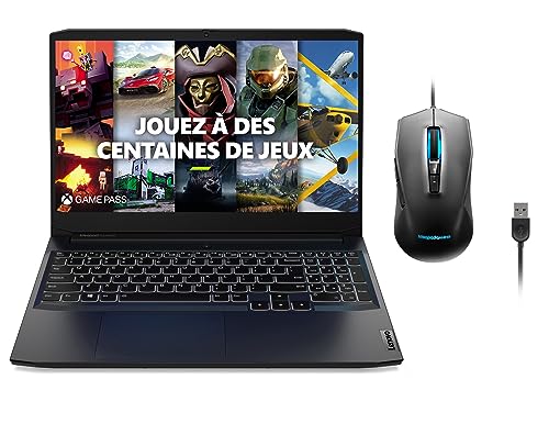Une expérience de jeu inégalée Jouez, enregistrez et diffusez simultanément sans compromis grâce à un processeur Intel Core i5-11320H puissant et efficace optimisé pour les performances. Jouez à la plupart des jeux AAA en Full HD. Bénéficiez de vitesses WiFi Gigabit ultrarapides et de connexions fiables avec WiFi 6. Des performances exceptionnelles pour les gamers Jouez en bénéficiant de performances optimales avec les derniers GPU NVIDIA GeForce RTX 3050 Ti 4GB GDDR6 pour ordinateurs portables. Visuels et sons de niveau supérieur Découvrez les cinématiques de jeu telles qu'elles ont été conçues avec des écrans Full HD IPS 120 Hz. Immergez-vous complètement dans l'univers de votre jeu grâce au son Nahimic pour les gamers. Gardez le contrôle de votre jeu Avec une course de touche de 1,5 mm et la technologie de pression simultanée de touches multiples N-Key Rollover, vous contrôlez le rythme du jeu et êtes assuré que chaque frappe comptera. Le clavier rétroéclairé en blanc vous permet de rester en immersion totale. Un refroidissement haut de gamme En dissipant 35 de chaleur de plus (115 W) que la génération précédente, l'IdeaPad Gaming 3i Gen 6 (15 Intel) élève le plafond thermique et permet des sessions de jeu plus rapides et plus silencieuses grâce à des composants mieux refroidis. Doublez la circulation d'air grâce aux sorties à quatre voies et à trois caloducs (un de plus que son prédécesseur). Système d'exploitation Windows 11 Home. Protégez votre vie privée Caméra HD 720p avec PrivacyShutter qui bloque les regards indiscrets lorsque vous souhaitez protéger votre vie privé. Souris IdeaPad Gaming M100 RGB fournie Préparez-vous à la bataille grâce à une souris de jeu dynamique hautes performances à vos côtés. La souris de jeu M100 RGB vous prépare à la victoire grâce à ses 7 boutons programmables, son détecteur 3200 ppp précis et sa forme ergonomique pour jouer des heures sans inconfort. Jouez sans sacrifier le style grâce à 2 zones de rétroéclairage LED à 7 couleurs en alternance et personnalisez la fonction de votre souris pour qu'elle s'adapte à chaque mission