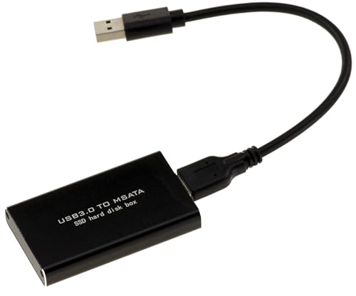 Pour monter une carte SSD mini PCI EXPRESS de PC portable de type mSATA sur un connecteur de type USB 3.0 (Compatible USB1 et USB2 mais avec des performances inferieures). Transforme un SSD mSATA en clé USB ! Pour disques mSATA 3.3V Connecteur mini PCIe 52 broches Alimentation par le port USB en 5V Boitier aluminium Vendu complet avec housse et cordon USB3.0 Dimensions 65.5mm x 41.2mm x 11.8mm POUR DISQUE mSATA DE 30mm OU 50mm