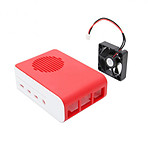 Boitier pour Raspberry Pi 4 Model B (Rouge Blanc) avec ventilateur noir
