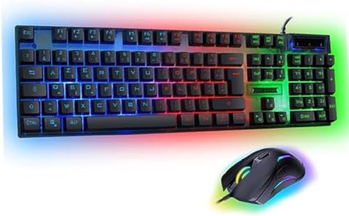 Cet ensemble clavier-souris filaire gaming est l’outil idéal pour tout gamer cherchant à améliorer sa performance et son confort de jeu. Son design élégant et ses fonctionnalités avancées en font un choix parfait pour tous les types de jeux. Clavier filaire rétroéclairé Clavier à membrane AZERTY avec rétroéclairage Rainbow. 105 touches, 12 raccourcis multimédia, anti-ghosting 19 touches et Windows Lock. Souris gaming haute précision Dominez vos adversaires avec une souris filaire offrant une précision de 3600 DPI réglables. Ses 6 boutons vous permettent de personnaliser votre expérience de jeu selon vos besoins. Compatibilité universelle Que vous jouiez sur PC, PS4 ou PS5, ce pack est prêt à l’emploi grâce à sa fonctionnalité Plug Play. Branchez et commencez à jouer sans attendre. Design ergonomique Conçu pour un confort optimal, ce pack vous permet de jouer pendant des heures sans fatigue. Le clavier et la souris sont pensés pour s’adapter parfaitement à vos mains.