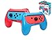 Pack de 2 poignées de confort en forme de manette pour JoyCons. Universelles, elle conviennent aux Joy-Cons gauche et droit et sont très faciles à installer. Améliore considérablement la prise en main des Joy Cons en les transformant en de véritables manettes. Facilite l'utilisation des touches SR et SL latérales. Idéales pour de longues partie en multi joueur à Mario kart! Images à titre illustratif, Joy-Cons non inclus, retrouvez la plus large gammes d'accessoires pour Nintendo switch en tapant Subsonic dans votre barre de recherche.