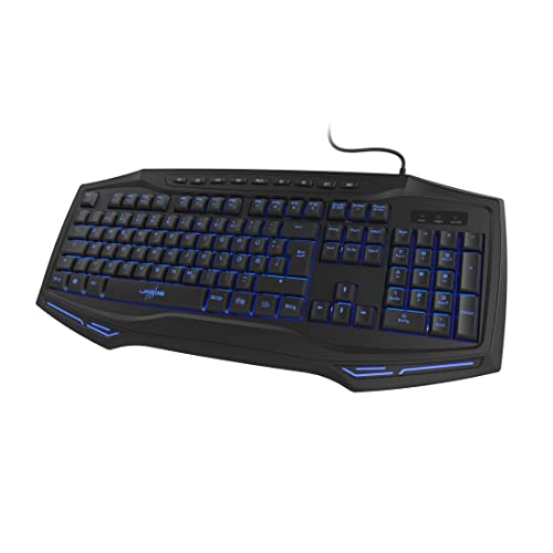 Clavier gamer silencieux et rétroéclairé pour jouer tout au long de la nuit. Notre clavier d’ordinateur à membrane évite toutes nuisances sonores Clavier gaming lumineux pour jouer avec style. Personnalisez votre clavier retro éclairé grâce à ses 7 couleurs programmables Clavier gamer AZERTY filaire en USB pour ne plus à se soucier de l’autonomie Branchez jouez gagnez ! Clavier d’ordinateur ergonomique grâce à son repose poignet intégré, sa fonction antighosting, ses touches fonctions multimédia et son look unique Contenu de la livraison 1x clavier Gaming Exodus 300 Illuminated , 1x mode d’emploi