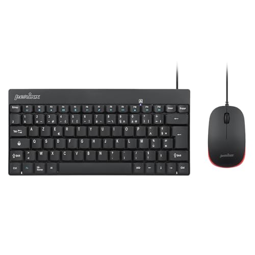MINI COMBO CLAVIER SOURIS – Cet ensemble Periduo-212 filaire compact vous accompagne pour travailler partout où vous voulez. Clavier 60 de dimensions 291x138x20 mm. SOURIS OPTIQUE FILAIRE – Cette souris à 1 000 DPI vous offre une expérience de travail simple et fluide. Le câble de 1,8 mètre de long vous assure une connexion fiable et durable. TOUCHES RACCOURCIS MULTIMEDIA - 12 Touches raccourcis pour un accès facile aux médias, accès direct aux mails, contrôles de l'écran, internet et fonction de recherche. Retrouvez toutes les informations sur ces touches raccourcis à la troisième page du manuel. INSTALLATION FACILE – Système Plug and Play, cet ensemble se connecte directement à votre PC. Nécessite 2 ports USB de libre sur votre ordinateur. SYSTEMES REQUIS Conçu pour Windows 7, 8, 10, Le colis contient 1 clavier, 1 souris et le manuel d'utilisation.