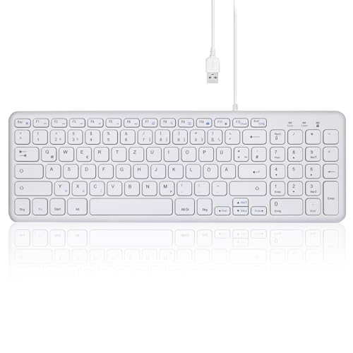Design moderne - Un design fin et compact et des touches de style chiclet embellissent n'importe quel bureau le clavier offre néanmoins un pavé numérique entièrement intégré, dimensions 367 x 121 x 18 mm Touches silencieuses - Sensation de frappe très agréable grâce aux touches structurées en ciseaux de qualité pour une bonne vitesse de réaction et un confort durable. Moins de bruit de frappe pour éviter les distractions. Touches multimédia pratiques – 10 touches de raccourci et touches multimédia (F1-F10) pour utiliser les touches multimédia, appuyez une fois sur la touche FN pour entrer en mode FN Lock, ce qui permet un accès rapide à l'e-mail, au contrôle des médias, et plus encore Câble connecté - Un câble USB de 1,5 m de long permet une connexion stable et fiable pour une utilisation quotidienne au bureau ou à la maison. Il suffit de brancher le clavier dans un port USB libre et de commencer à utiliser grâce au système Plug and Play. Configurations du système - Compatible avec Windows 7, 8, 10 Contenu de la livraison périboard 213 W, guide de démarrage rapide
