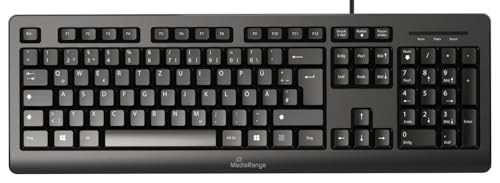 Clavier USB avec câble ce clavier filaire convainc par son design solide et confortable, ses caractéristiques fonctionnelles et offre une productivité maximale pour toutes les applications au bureau ou à la maison Clavier la disposition allemande QWERTZ avec pavé numérique et 105 touches ultra-plates convient aussi bien aux gauchers qu'aux droitiers. Pour un confort d'écriture idéal, le périphérique d'entrée peut être réglé en hauteur Connexion Plug Play la connexion du clavier de l'ordinateur se fait rapidement et facilement grâce au Plug Play via le port USB 2.0. Le clavier filaire est compatible avec tous les systèmes d'exploitation courants et prêt à l'emploi (pas de pilote supplémentaire nécessaire) Protection contre les éclaboussures grâce à sa conception résistante aux éclaboussures, les petites éclaboussures de liquides restent sur ce clavier PC sans conséquences, faisant de cet appareil votre compagnon quotidien fiable dans n'importe quel domaine d'application Longue durée de vie les claviers MediaRange ont une durée de vie de plus de 5 000 000 frappes et convainquent même en cas d'utilisation intensive en tant qu'outil de travail puissant et fiable