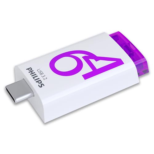 Avec des vitesses de lecture pouvant atteindre 120 Mo s, la clé USB-C Philips Click de 64 Go offre un transfert de données rapide et efficace qui vous permet de gagner un temps précieux et de rendre vos fichiers immédiatement accessibles. Transfert de données ultra-rapide Profitez de la puissance de l'USB 3.2 Gen 1 pour un transfert de données ultrarapide. Travaillez plus efficacement et gagnez un temps précieux lors du stockage et de la lecture de fichiers. Large compatibilité grâce au port USB-C, la clé de mémoire est compatible avec un grand nombre d'appareils, dont les PC, les ordinateurs portables, les tablettes et les smartphones dotés d'un port USB-C. La clé de mémoire peut également être utilisée avec des ordinateurs portables et des tablettes. Système à clic la protection pratique du connecteur USB-C avec système à clic intégré assure une longévité supplémentaire et évite les dommages lorsque la clé de mémoire n'est pas utilisée. Grâce à son design compact, elle peut également être emportée en déplacement. Livraison Philips Click Flash Drive 3.2 Gen 1 avec connexion USB-C 64 Go, simple et fiable à utiliser, convient comme mémoire de sauvegarde, à utiliser dans les smartphones et appareils avec connexion USB-C, avec système de clic et affichage LED, blanc violet