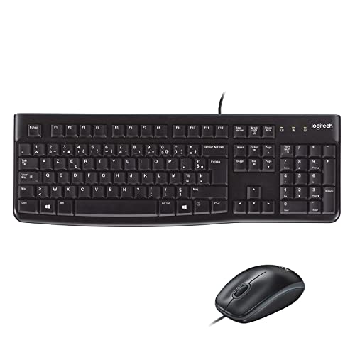 Fiable et Durable Clavier USB avec une barre d'espace incurvée design étanche(2), touches durables qui peuvent supporter 10 millions de frappes, pieds robustes et ajustables Frappe Confortable Familière Profitez d'une expérience de frappe familière et confortable grâce aux touches ultraplates et disposition standard avec touches F taille standard et pavé numérique Souris Sculptée Taille Standard La souris optique USB haute définition place le confort contrôle dans votre main avec suivi fluide et précis et une forme ambidextre pour des heures et heures Installation Simple Branchez votre clavier et souris dans le port USB sur votre PC, ordinateur portable et vous êtes prêt à travailler. Compatible avec Windows 7, 8, 10 ou plus récent Clair et Pratique Les caractères en blanc, gras et résistants rendent les touches sur ce clavier PC ou ordinateur portable facile à lire et très durable Passez au Combo Sans Fil Logitech MK270 Expérimentez plus de liberté de mouvement avec le combo MK270 clavier et souris sans fil pour un sans fil fiable, raccourcis et média et pile longue durée