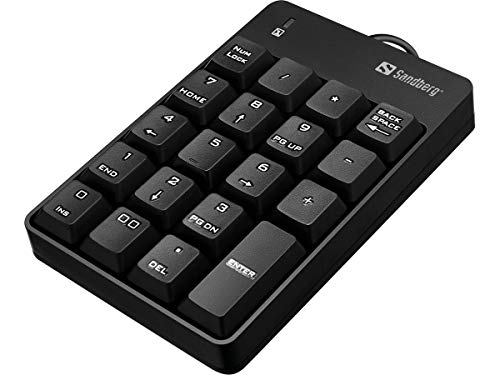 BRANCHER ET UTILISER. Branchez simplement le clavier sur un port USB de votre ordinateur, et il sera immédiatement utilisable. Pas besoin d'installer de pilotes ! CHANGER DE VIE. 3 millions de cycles, avec un interrupteur à membrane avec retour tactile de l'interrupteur à clé pour donner une réponse rapide et des touches à faible bruit. 19 CLÉS. 19 Clavier pleine grandeur, touches numériques clairement reconnaissables et discrètes idéal pour la saisie de données et une précision améliorée. Sur le pavé numérique, il y a une touche de retour arrière et un verrou numérique. DURABLE À LONG TERME. Tous nos produits sont fabriqués pour durer avec des matériaux de haute qualité et un soin exceptionnel. Pour votre tranquillité d'esprit, chaque clavier numérique Sandberg est également accompagné d'une garantie de 5 ans et est soumis à un double test de qualité. SPÉCIFICATIONS TECHNIQUES. Le pavé numérique filaire USB Sandberg est compatible avec Windows 11, Windows 10, Windows 8, Windows 7, Windows Vista, Windows XP et MacOS. Interface USB. Connecteur USB-A mâle. Longueur du câble 1,5 mètre. 19 clés. Indicateur LED de verrouillage numérique. Interrupteurs à clé interrupteur à membrane avec retour tactile. Durée de vie de l'interrupteur 3 millions de cycles.