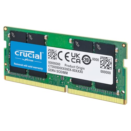 PERFORMANCES PLUS RAPIDES La mémoire Crucial DDR4 accélère les tâches telles que le chargement d'applications, la navigation sur Internet et l'édition de feuilles de calcul. L'augmentation de la vitesse et de la capacité de la mémoire se traduit par une expérience informatique plus réactive et plus efficace MULTITÂCHES Optimisée pour le multitâche dans le monde réel, elle permet d'ouvrir plus d'onglets de navigateur et de passer d'une application à l'autre avec plus de réactivité que jamais VALEUR MAXIMALE mettez votre mémoire à niveau pour une fraction du coût d'un nouveau système. Boostez les performances de votre ordinateur portable en lui donnant les ressources dont il a besoin pour exceller INSTALLATION FACILE Aucune compétence informatique n'est nécessaire. Avec un simple tournevis, votre manuel d'utilisation et quelques minutes, vous pouvez facilement installer la mémoire vous-même QUALITÉ ET FIABILITÉ MICRON Avec 45 ans d'expertise en matière de mémoire, Micron propose une ingénierie de pointe et des tests de qualité supérieure au niveau des composants et des modules, ainsi qu'une garantie limitée à vie Assurez-vous que votre système accepte la mémoire DDR4 SODIMM. Ce produit ne peut être installé que dans des dispositifs SODIMM. L'utilisateur ne peut pas installer de la mémoire DDR4 dans un système DDR3 ou DDR5. La RAM à 3200 MHz peut être downclockée à 2933 MHz, 2666 MHz si les spécifications du système ne prennent en charge que ces vitesses.
