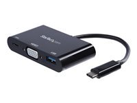 StarTech.com Adaptateur multiport USB-C vers VGA - Convertisseur USB Type-C de voyage avec port USB-A et Power Delivery - Station d'accueil - USB-C Thunderbolt 3 - VGA