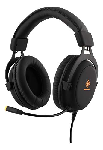 ✅ CASQUE GAMING STEREO Casque gamer hi fi circum aural à LED orange. La hauteur des écouteurs, coussinets compris, est de d'environ 107 mm et de 57 mm pour les aimants des haut parleurs. Le microphone est flexible et s'illumine comme le logo DELTACO GAMING présent sur les écouteurs. La molette du volume est placé à l'arrière de l'écouteur du côté du microphone. ✅ QUALITÉ Qualité du son et des composantes du casque. De type casque circum aural, ce casque englobe vos oreilles et offre une bonne isolation passive. Les écouteurs ont une sensibilité