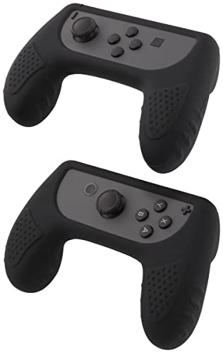 GRIPS 2 grips ergonomiques pour vos Joy-Con Nintendo Switch PRISE EN MAIN Ajoutez les grips à vos manettes pour une meilleure prise en main MARQUAGE Les grips indiquent la mention gaucher Left et droitier Right MATIERE En silicone, les grips ont une GARANTIE 5 ANS. Photos illustratives, les Joy-Con ne sont pas inclus