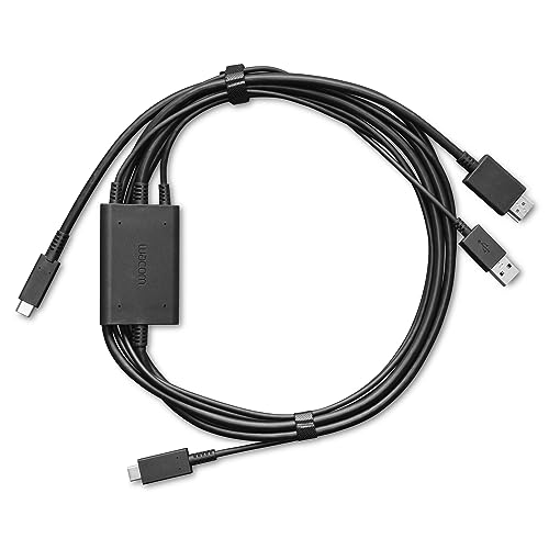 Connectez facilement votre Wacom One 12 ou Wacom One 13 touch grâce au câble 3 en 1 Wacom One Autre câble de connexion pour les appareils plus anciens qui ne prennent pas en charge l’alimentation et le signal vidéo par USB-C Connectivité HDMI et USB-A Références des produits compatibles DTC121W0B et DTH134W0B Contenu de la boîte Câble 3 en 1 Wacom One, fiche d’informations réglementaires