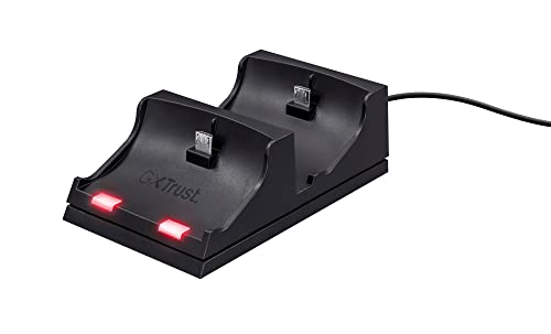 Chargez jusqu’à 2 manettes de jeu originales simultanément Alimentation par le port USB de votre console* Range et charge vos manettes de jeu en un seul et même endroit Voyant indiquant l’état de la charge *La console doit être sous tension ou en mode veille