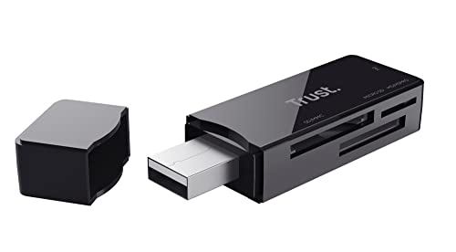 Lecteur de cartes mémoire rapide (USB 3.2) au design noir élégant avec capuchon de protection Performances super rapides avec une vitesse de transfert de données allant jusqu'à 5 Gbit s (USB 3.2 Gen 1) Visualisez et transférez facilement des fichiers de votre téléphone ou de votre appareil photo vers votre ordinateur Modèle de poche robuste qui vous accompagnera partout en toute confiance Entièrement compatible avec toutes les cartes mémoire compactes SD, M2 et microSD