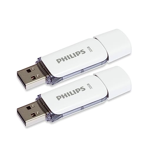Avec 2x 32 Go de mémoire, vous avez assez de capacité pour stocker plus de 9.000 de vos photos préférées ou 5.500 fichiers de musique MP3* , *) Basé sur des photos compressées en jpg 10MP et des fichiers MP3 de 3 minutes (256kp s, taille 5,7 Mo). Transfert de données avec USB 2.0 haute vitesse la clé USB Snow Philips est un support rapide et fiable qui vous permet de lire et d'écrire tous vos fichiers préférés, comme les photos et les fichiers musicaux. Un indicateur LED pratique vous indique si le lecteur est correctement connecté et s'il fonctionne correctement. Le voyant clignote lors de la copie. Une mémoire compacte au format de poche qui vous permet d'emporter partout votre musique, vos vidéos et vos photos préférées. Avec capuchon pour protéger le port USB. Pendant l'utilisation, le capuchon peut être simplement placé à l'arrière du lecteur flash. Y compris un œillet pratique pour l'attacher à un porte-clés. Livraison Philips Snow Lecteur flash CLÉ USB 2.0 haute vitesse 2x 32 Go, utilisation simple et fiable, convient comme mémoire de sauvegarde, blanc gris
