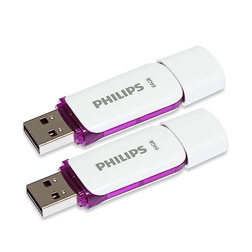 Avec 2x 64 Go de mémoire, vous avez assez de capacité pour stocker plus de 18.000 de vos photos préférées ou 11.200 fichiers de musique MP3* , *) Basé sur des photos compressées en jpg 10MP et des fichiers MP3 de 3 minutes (256kp s, taille 5,7 Mo). Transfert de données avec USB 2.0 haute vitesse la clé USB Snow Philips est un support rapide et fiable qui vous permet de lire et d'écrire tous vos fichiers préférés, comme les photos et les fichiers musicaux. Un indicateur LED pratique vous indique si le lecteur est correctement connecté et s'il fonctionne correctement. Le voyant clignote lors de la copie. Une mémoire compacte au format de poche qui vous permet d'emporter partout votre musique, vos vidéos et vos photos préférées. Avec capuchon pour protéger le port USB. Pendant l'utilisation, le capuchon peut être simplement placé à l'arrière du lecteur flash. Y compris un œillet pratique pour l'attacher à un porte-clés. Livraison Philips Snow Lecteur flash CLÉ USB 2.0 haute vitesse 2x 64 Go, utilisation simple et fiable, convient comme mémoire de secours, blanc violet